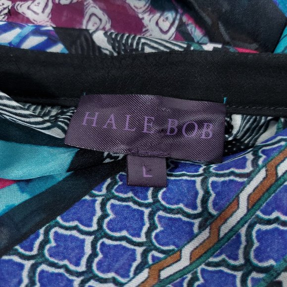 Hale Bob Ladonna Silk Chiffon Teal Crepe Blouse - Picture 8 of 9